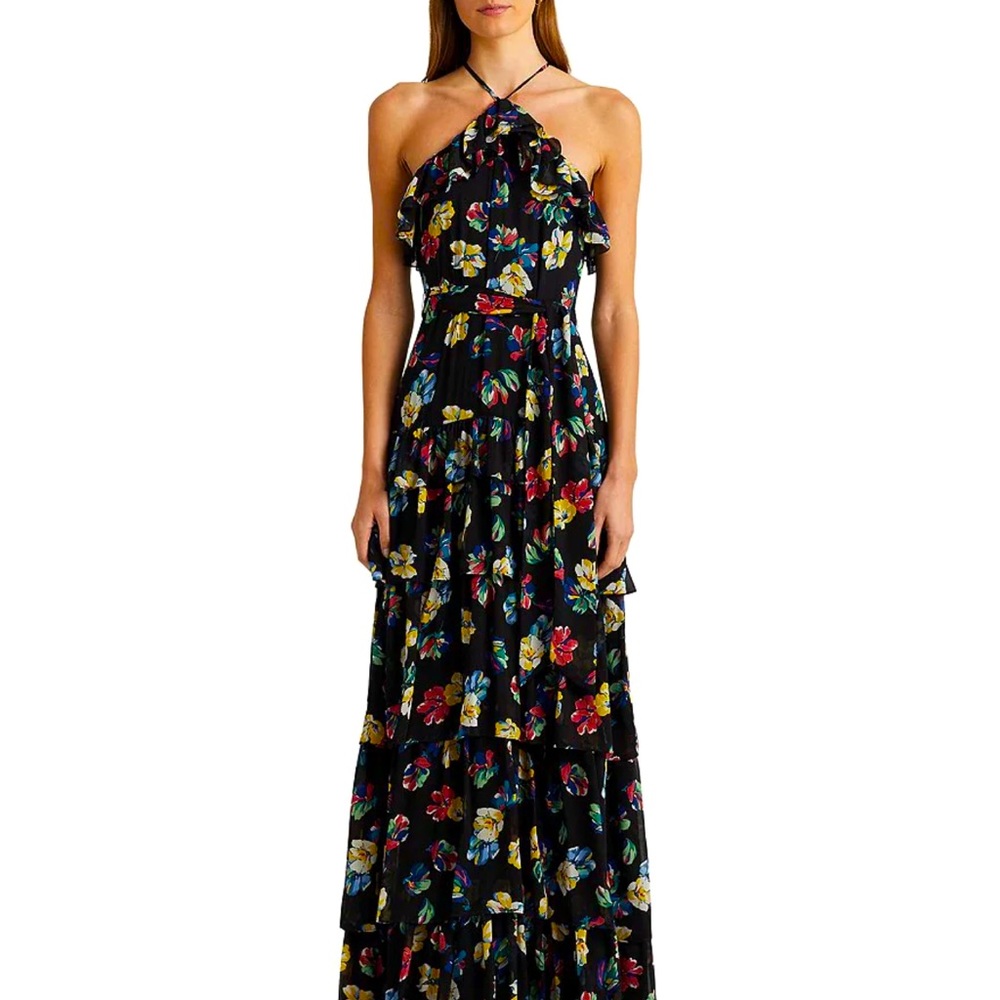 Lauren Ralph Lauren
Floral Halter Neck Sleeveless Ruffled Trim Gown NWT
